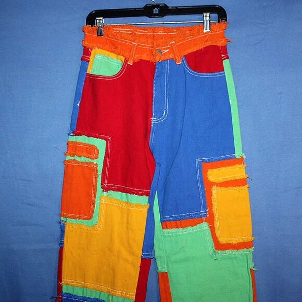 Multicolor Patchwork Straight Leg Pants - Women's… - image 2